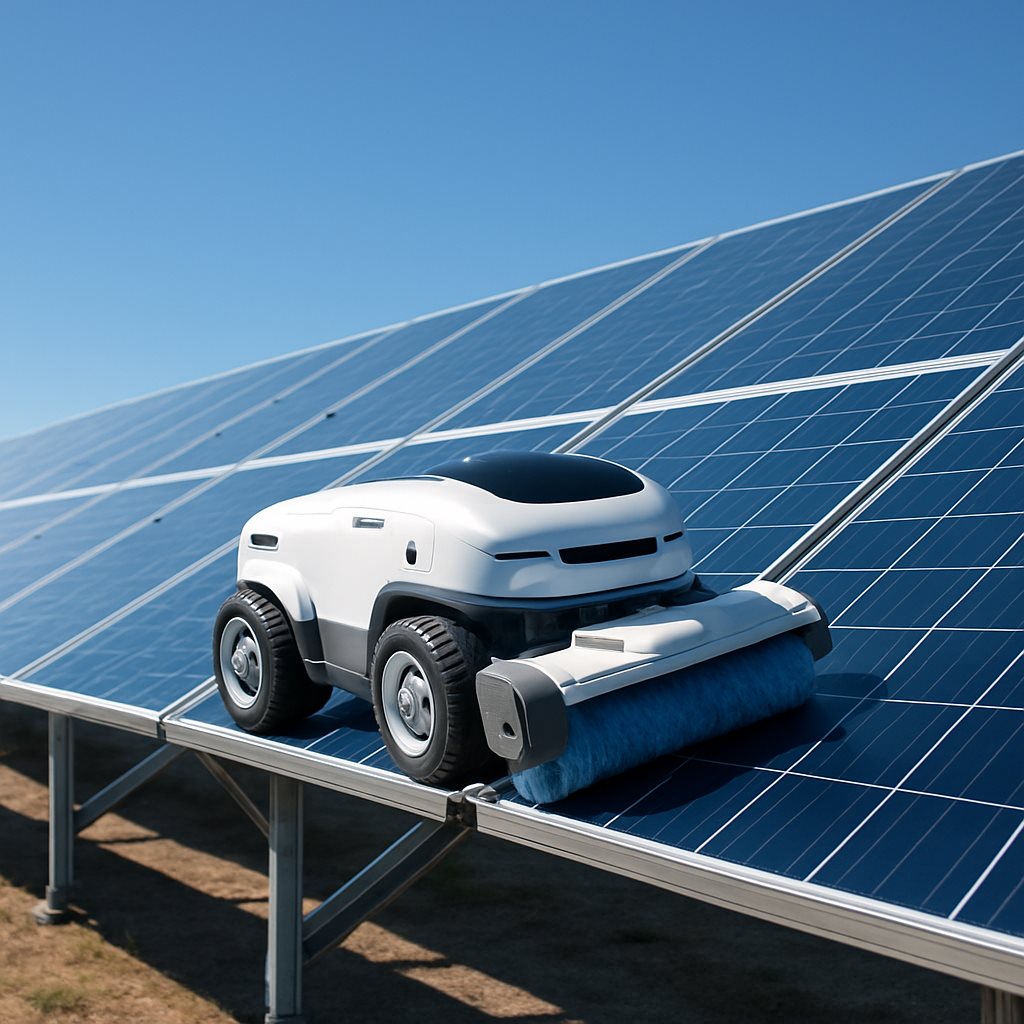 Autonomous cleaning robot on an elevated array with no one at height