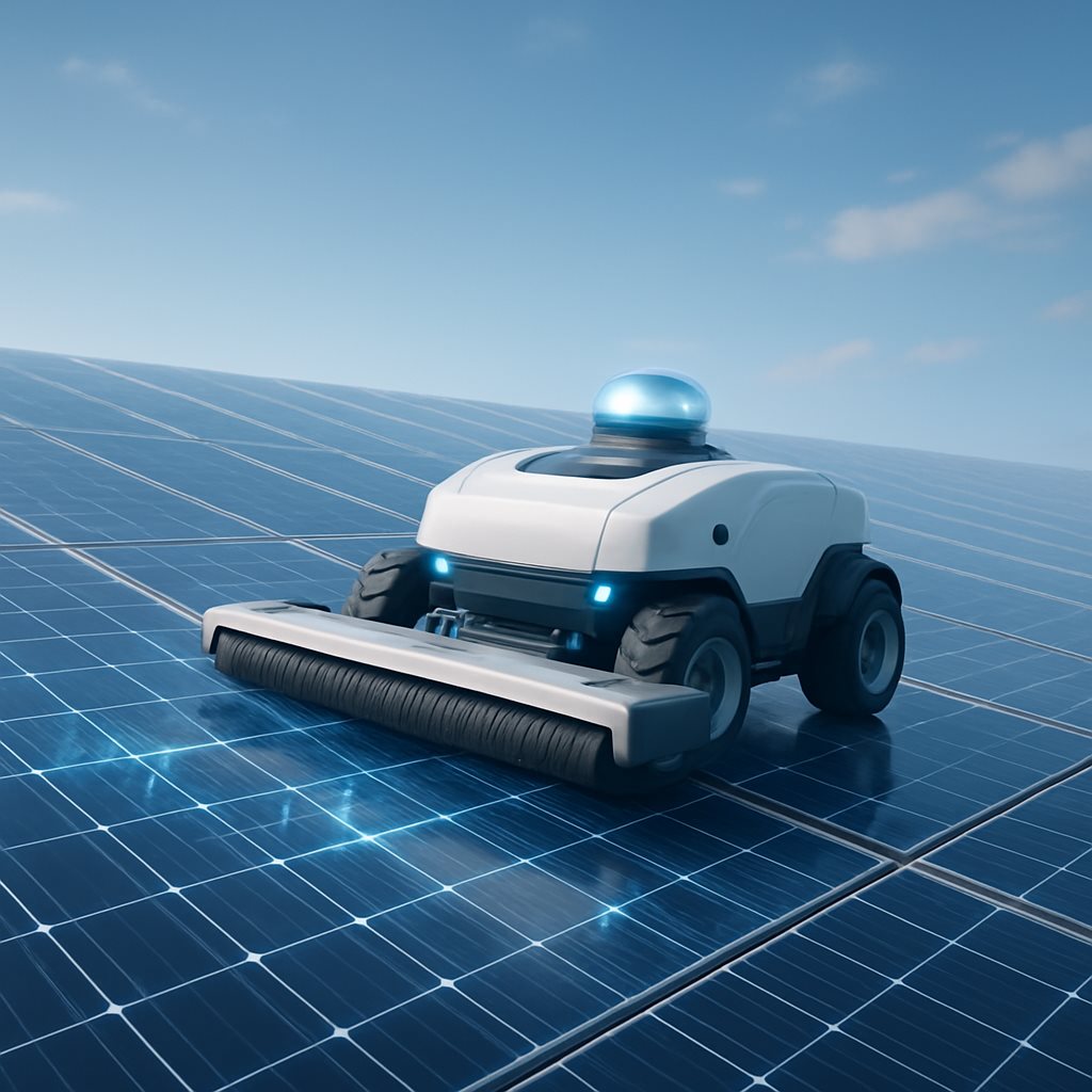 Autonomous solar cleaning robot with a digital data overlay concept