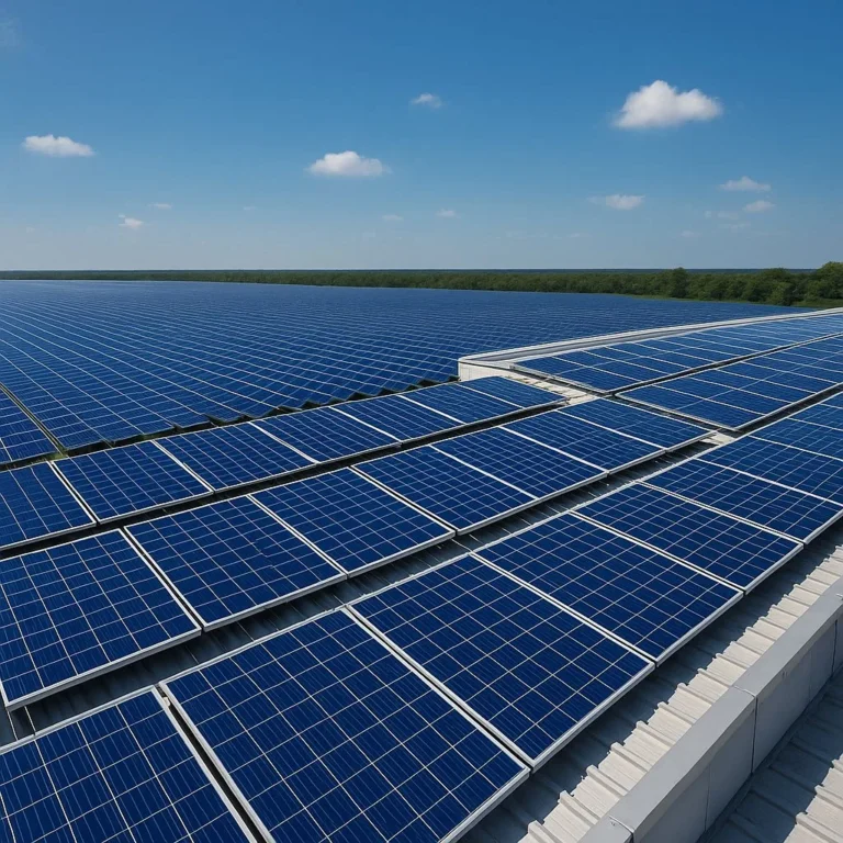 Utility-scale solar farm and commercial rooftop solar array compared