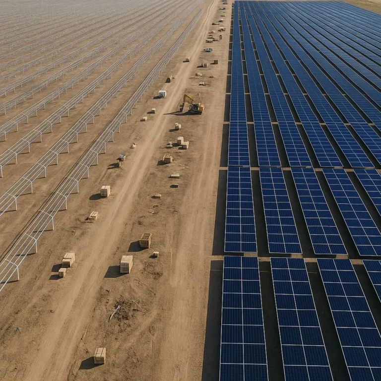 Ground mounted solar plant layout designed for robotic cleaning